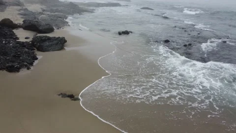 Pushing into Waves From the Beach Stock Footage 217407767