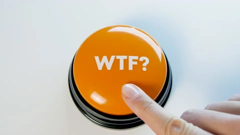 Pushing WTF abbreviation button. What the Fuck? Annoyed, surprised expression. Stock Footage 145940420