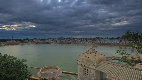 Pushkar Lake Day to Night Time Lapse Stock Footage 100172364