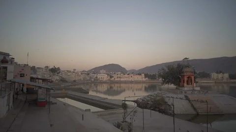 Pushkar Lake Stock Footage 111336187