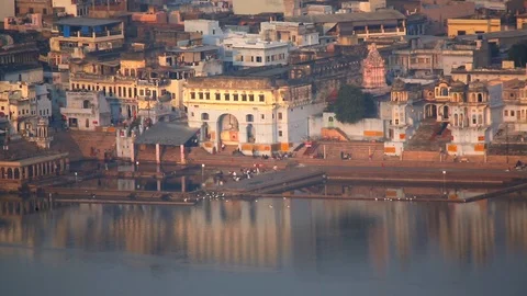 Pushkar to the lake Stock Footage 118355483