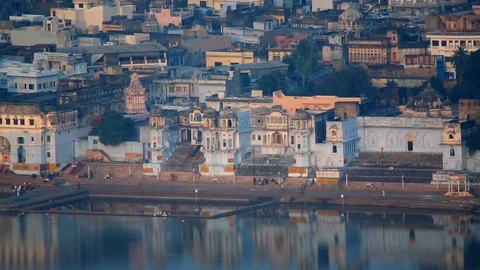 Pushkar to the lake Stock Footage 118355558