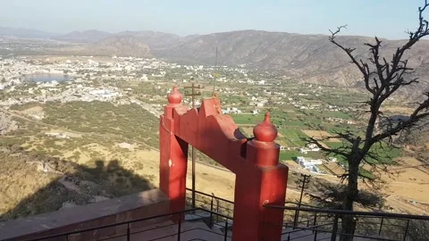 Pushkar from the sacred mountain, panorama Stock Footage 167891141