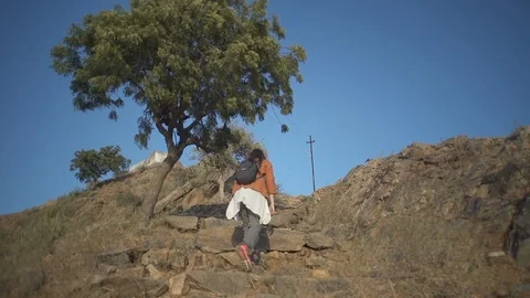 Pushkar view with model walking Stock Footage 111809943