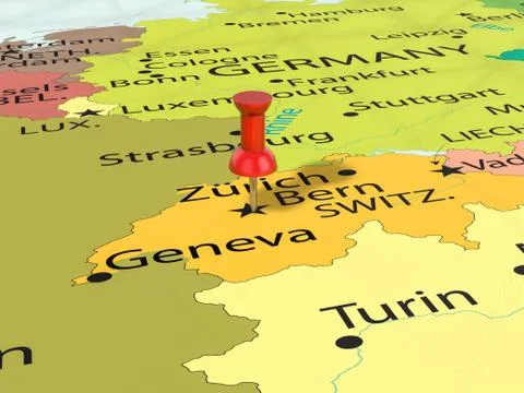Pushpin on Bern map Ilustração Stock