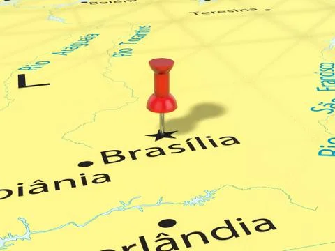 Pushpin on Brasilia map Stock Illustration