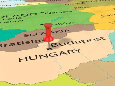 Pushpin on Budapest map Illustrazione stock