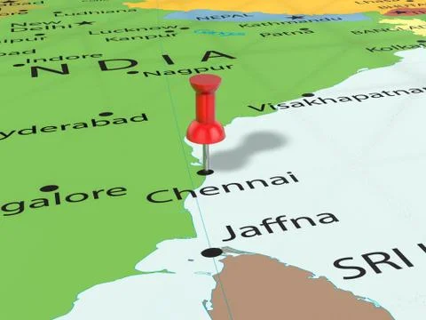 Pushpin on Chennai map Stock Illustration