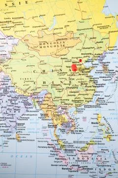 Pushpin on china Stock Photos