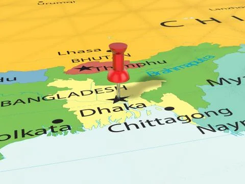 Pushpin on Dhaka map Stock Illustration