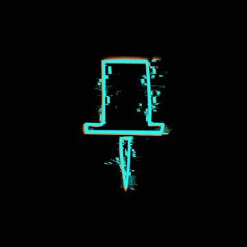 Pushpin, hand-drawn with a jagged line on a black background. Stock-Illustration