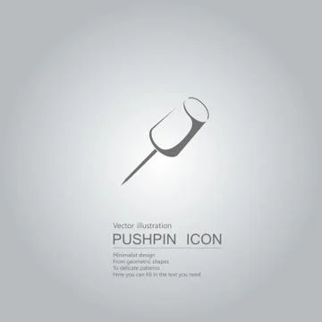 Pushpin icon design.Isolated on grey background. Stock Illustration