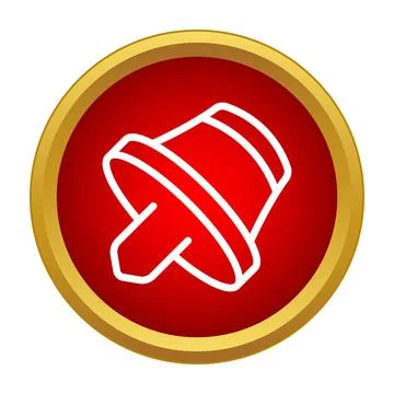 Pushpin icon marking location on a red button Stock Illustration