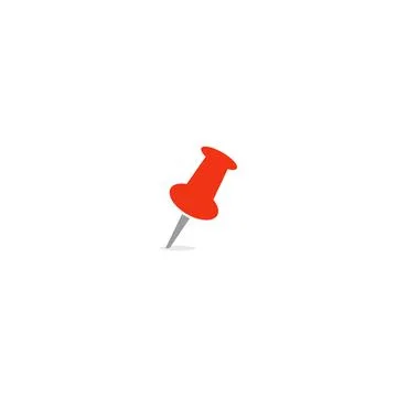 Pushpin icon. Red office push pin or needle for notice board. Empty closeup Stock Illustration