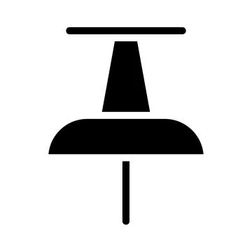 Pushpin icon silhouette. Concept of note, reminder, and attachment. Stock Illustration