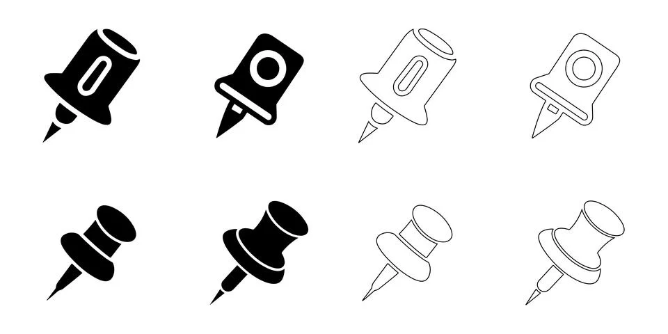 Pushpin icons set Stock Illustration