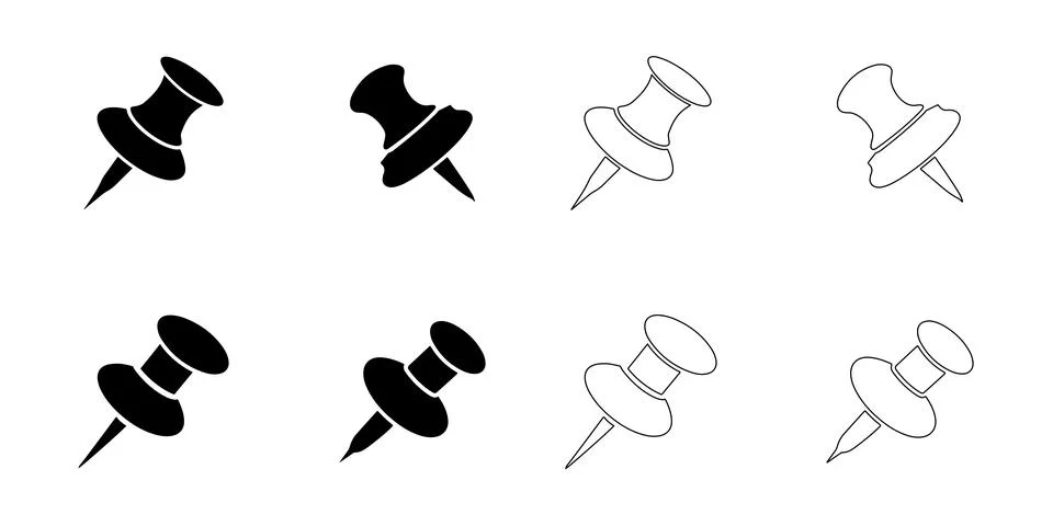 Pushpin icons set Stock Illustration