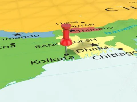 Pushpin on Kolkata map Stock Illustration