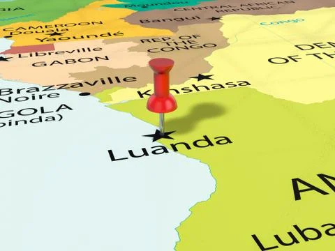 Pushpin on Luanda map Stock Illustration