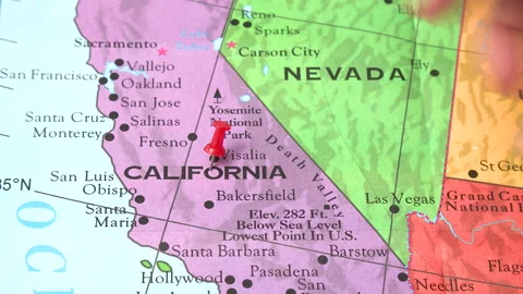 Pushpin on the map of California Stock Footage 168759822