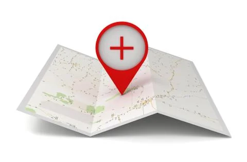 Pushpin on map concept 3d illustration Stock Illustration