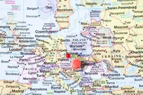 Pushpin on the map Stock Photos