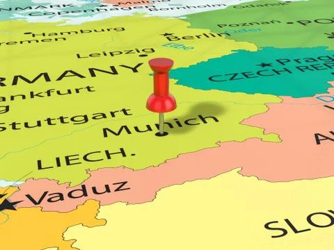 Pushpin on Munich map Stock Illustration