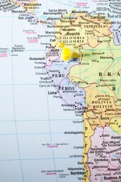 Pushpin on peru Stock Photos