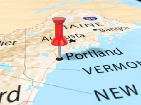 Pushpin on Portland map Stock Illustration