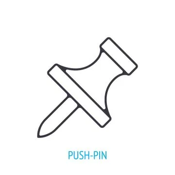 Pushpin side view. Outline icon. Vector illustration. Thumb tack for notes Stock Illustration