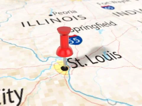 Pushpin on St Louis map Stock Illustration