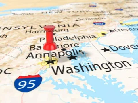 Pushpin on Washington map Stock Illustration