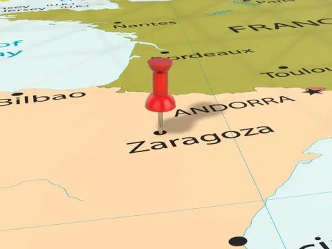 Pushpin on Zaragoza map 写真素材