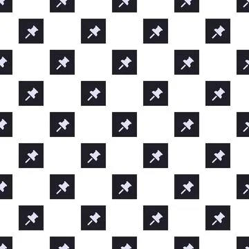 Pushpins arranged in a repeating pattern over a white background Illustrazione stock