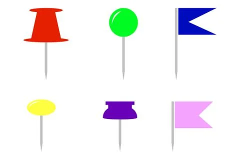Pushpins in different colors Stock Illustration