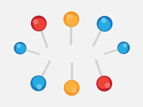 Pushpins paper vector. Push pins for map Stock Illustration