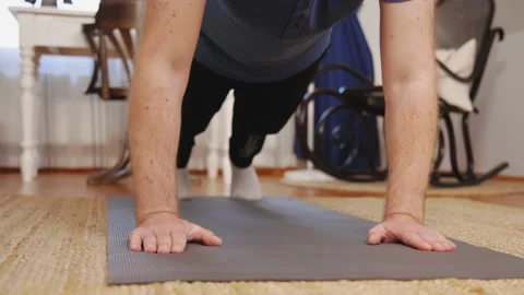 Pushups Home workout Man exercise indoors Video stock 195289421