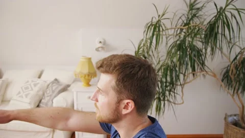 Pushups Home workout Man exercise indoors Vídeo Stock 195289474