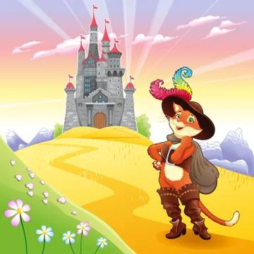 Puss in boots and background. Stock-Illustration