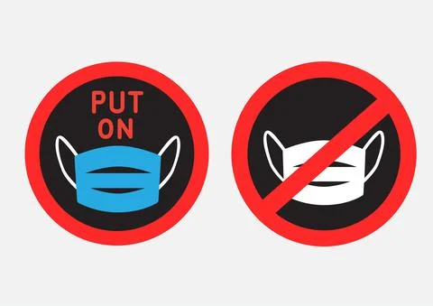 Put on and not throw out mask stickers Stock Illustration