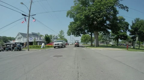 Put-in-Bay, Ohio streets, time lapse video passing Perry's Victory &amp; Stock Footage 51926328