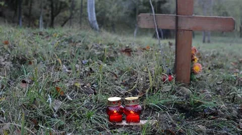 Put Candles On The Grave 1 Stock Footage 12763757