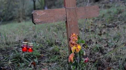 Put Candles On The Grave 2 Stock Footage 12763770