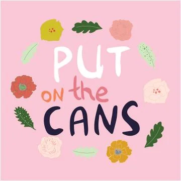 Put on the cans with floral frame Stock Illustration
