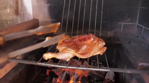 Put chicken on grill barbecue Stock Footage 146490077