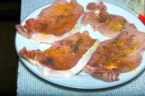 Put chops of loin pork 스톡 사진