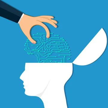 Put circuit board technology in the human head. Vector illustration Stock Illustration