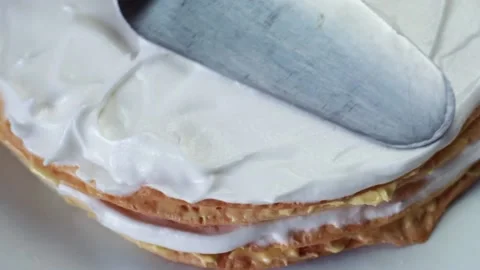 Put cream on crust Stock Footage 154552572