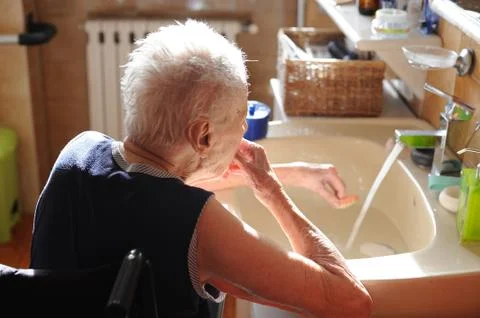 Put the dentures Foto stock