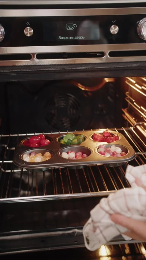 Put the Dish Inside the Stove Video stock 281443515